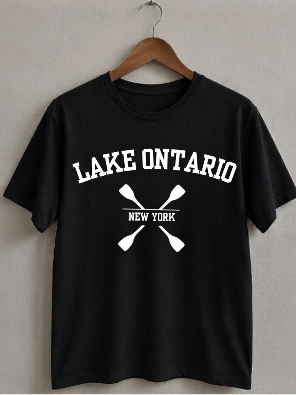Gildan Black T-shirt with White Lake Ontario Graphic